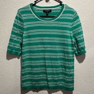Banana Republic Size M Green Striped‎ Women's Top